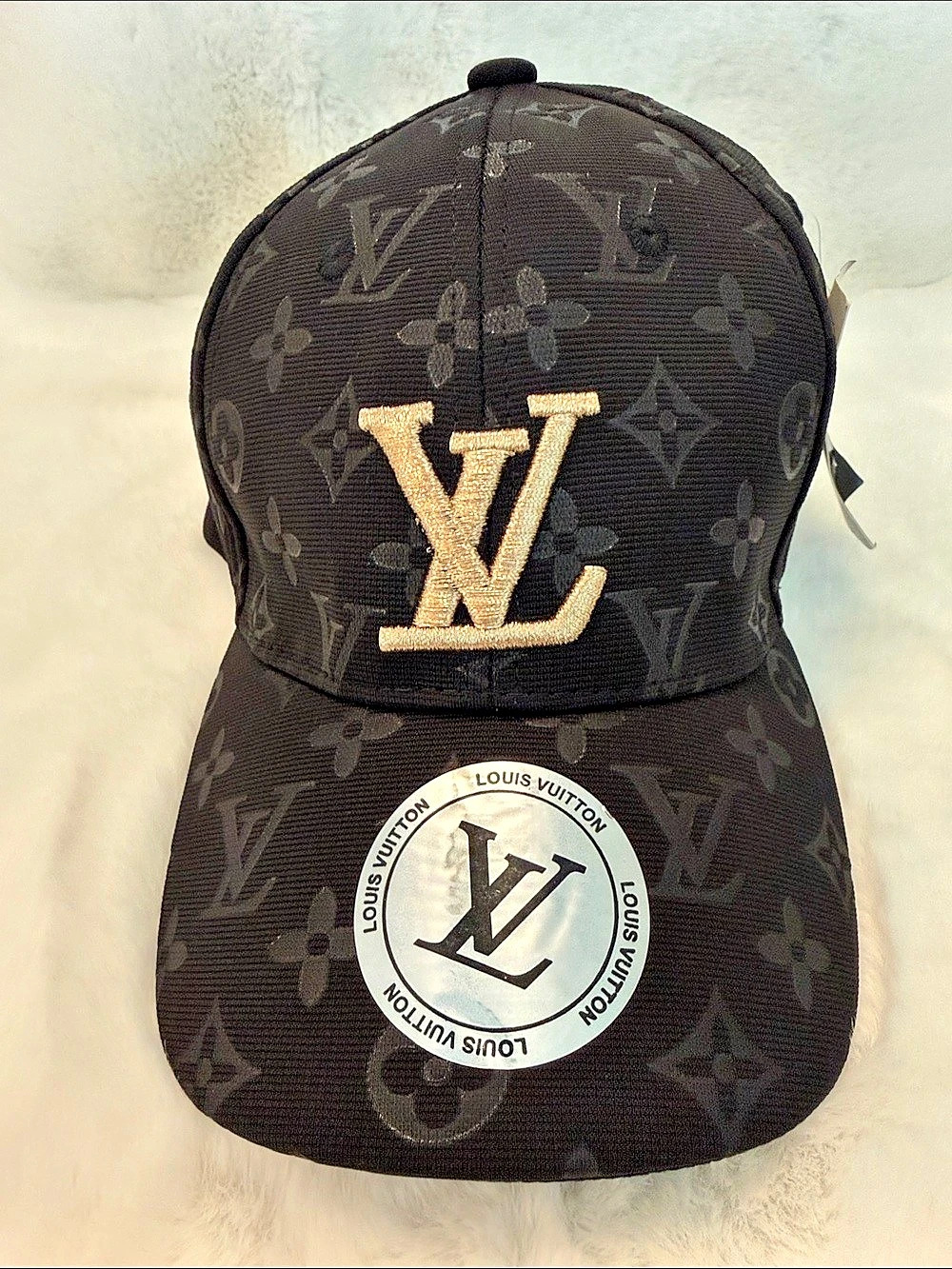 Source Unknown Monogram Baseball Cap in Black NWT